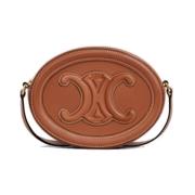 Celine Oval Triomphe Läder Crossbody Väska Brown, Dam