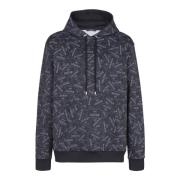 Balmain Hoodie med all-over label tryck Black, Herr