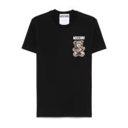 Moschino Svart Logo Print Crew Neck T-shirt Black, Herr