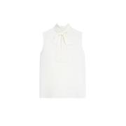 Max Mara Studio Sidensärmlös blus med hög hals White, Dam