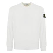 Stone Island Vit Ekologisk Bomull Logo Tröja White, Herr