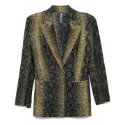 Norma Kamali Python Print Classic Blazer Black, Dam