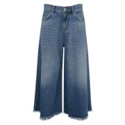 Pinko Denim Bermuda Jeans med Fransar Blue, Dam