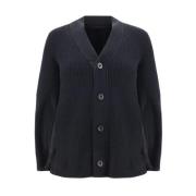 Sacai Spetsinsats V-ringad Ullkofta Black, Dam