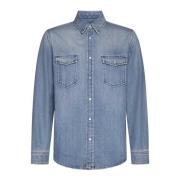 Saint Laurent Denim Klassisk Krage Skjorta Blue, Herr