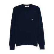 Vivienne Westwood Blå Signature Orb Logo Crew Neck Blue, Herr