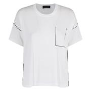 Roberto Collina Kontrast Crew Neck Sweater White, Dam