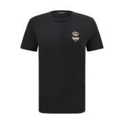 Dolce & Gabbana Broderad Bi och Krona T-shirt Black, Herr