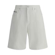 Moschino Baggy Denim Shorts med bältesöglor White, Herr