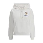 Casablanca Broderad Monogram Hoodie med Känguruficka White, Dam