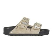 Birkenstock Platta Beige Sandaler med Justerbara Spännband Beige, Dam