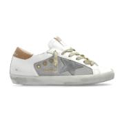 Golden Goose Stiliga lädersneakers med tryckt häl White, Dam