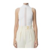 Elisabetta Franchi Ivory Top med Unik Stil Beige, Dam