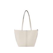 Vanessa Bruno Vit Läder Shopper Väska Dubbel Slitage White, Dam