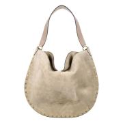 Isabel Marant Studded Suede Läder Hobo Väska Beige, Dam