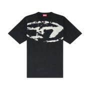 Diesel T-shirt med sliten flocked-logotyp Black, Herr