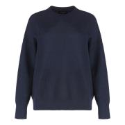 Fabiana Filippi Räfflad crewneck tröja i ull-bomullsblandning Blue, Da...