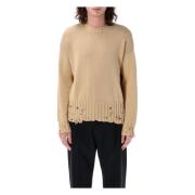 Marni Sliten Crewneck Stickat Sand Beige, Herr