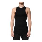 Dolce & Gabbana Svart Ärmlös Bomull Tank T-shirt Black, Herr