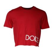 Dolce & Gabbana Röd Logo Print Cropped T-shirt Red, Herr