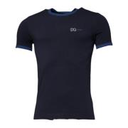 Dolce & Gabbana Blå Crewneck Stretch Bomull T-shirt Blue, Herr