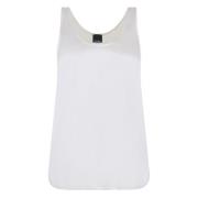 PINKO Silk Top med Rundad Nederkant White, Dam