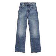 Chloé Blå Orm Jeans med Läderapplikation Blue, Dam