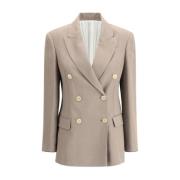 Brunello Cucinelli Elegant Double-Breasted Blazer med Fickor Beige, Da...