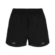 Off White Monokroma Simshorts med Elastisk Midja Black, Herr