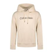 Calvin Klein Logo Bomull Huvtröja Beige, Herr