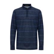 Corneliani Långärmad Polo Tröja Blue, Herr