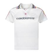 Casablanca Geometrisk Jacquard V-ringad T-shirt White, Dam