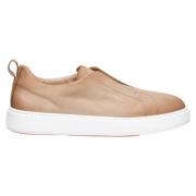 Santoni Slip-On Sneakers i Läder Beige, Herr