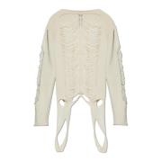 Rick Owens Wool Sweater LS Beige, Herr