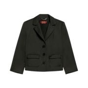 Max Mara Studio Satinblazer med kristallknappar Black, Dam