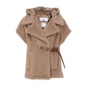 Max Mara Kamel Teddy Alpacka Ull Cape Brown, Dam