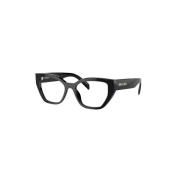 Prada Handgjorda Cat-Eye Glasögon med Metalllogotyper Black, Dam