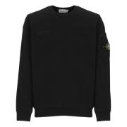 Stone Island Svart Bomullssweatshirt med Logopatch Black, Herr