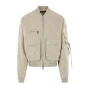 Dsquared2 Beige Bomberjacka i Bomull med Ribbade Kanter Beige, Herr