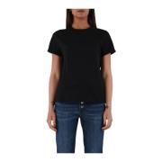 Dondup Bomull Jersey Broderad T-shirt Black, Dam