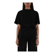 Elisabetta Franchi Cropped Jersey T-shirt Black, Dam