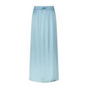 Herno Satin A-Linje Kjol med Slits Blue, Dam