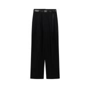 Max Mara Studio Ull Wide Leg Byxor Black, Dam