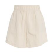 8PM Beige Linneblandade Höga Shorts Beige, Dam