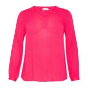 Kaffe Curve Hallon V-ringad Blus Pink, Dam