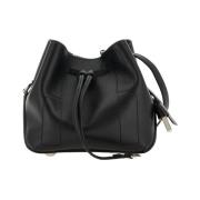 Hogan Svart Läder Bucket Bag med Justerbar Rem Black, Dam