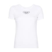 Marine Serre Vit Halvmåne Broderi T-shirt White, Dam