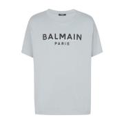 Balmain Bomull Jersey Logo Crew Neck T-shirt Gray, Herr