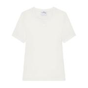 Courrèges Vit Logo Patch Crew Neck T-shirts White, Dam