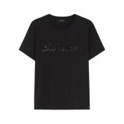 Max Mara Bomull Jersey T-shirt Vello Svart Black, Dam